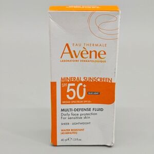 Avene Mineral Sunscreen SPF 50 Multi-Defense Fluid 1.3oz Sensitive Skin Exp 2028